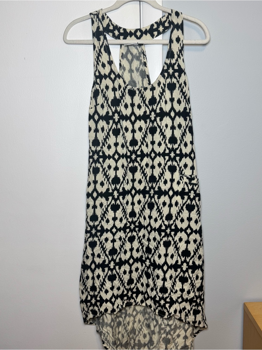 Kavu Dark Blue & Cream Racerback High-Low Ikat Dress